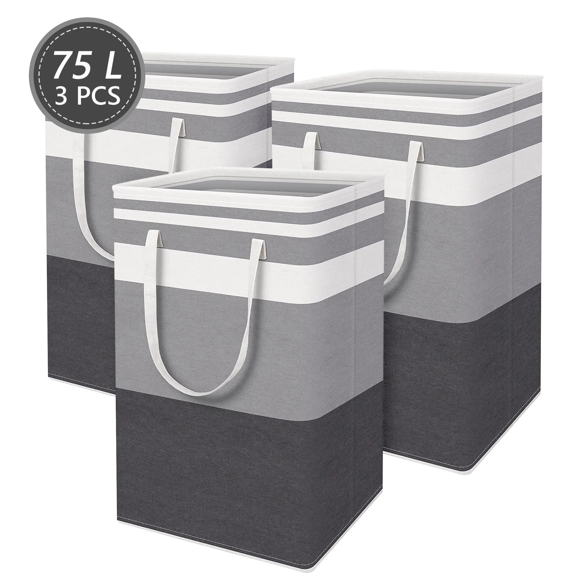 75L Freestanding Waterproof Collapsible Laundry Sorter, Foldable Laundry Hamper with Easy-Carry Handle, Large Home Storage Organizer for Clothes, Towels, Collapsible Laundry Hamper