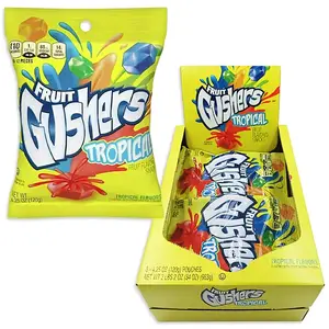 Gushers Tropical Flavors Fruit Flavored Snacks 8 ct. - Sweet and Soft Gummy with Fruity Liquid Center with Tropical Fruits Flavor - 8 Count Flavor Natural Vitamin