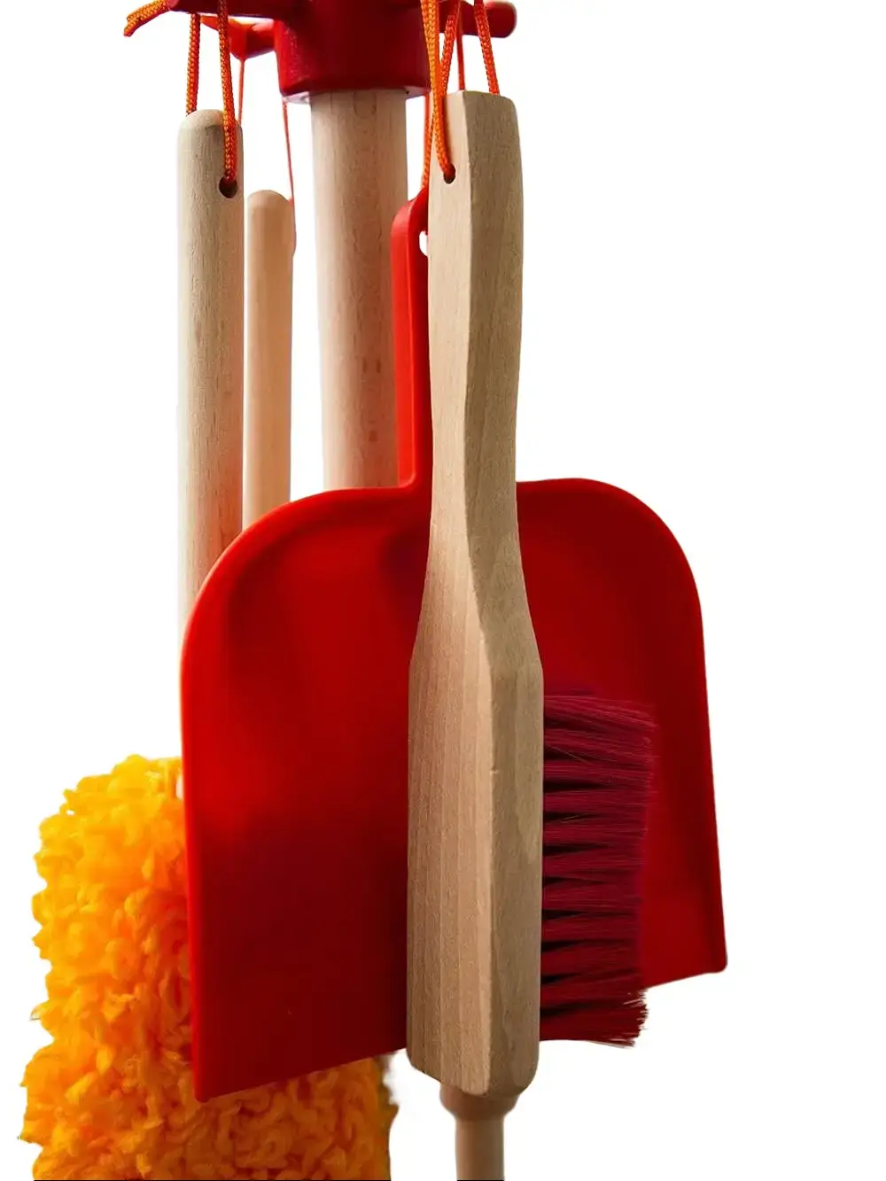 Wooden Detachable Kids Cleaning Set - Duster, Brush, Mop, Broom, Hanging Stand (6 Pieces, Multi Color, 10071) - Engaging STEM Pretend Play Housekeeping Kit for 3-4 Years Toddlers (Small Hands Friendly), Birthday Gift, Encourages Active Play
