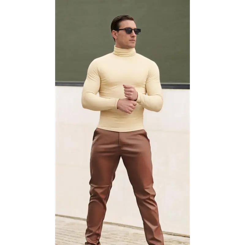 COOFANDY B Fall Outfits Men's knitwear Men's Casual Slim Fit Turtleneck T Shirts Lightweight Basic Cotton Pullovers Classic Fashion Menswear Knit Sweater Sweater