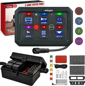 Nilight 6 Gang Switch Panel Blue Circuit Control Relay System with Fuse Wiring Harness Toggle Momentary Strobe Flash Modes Automatic Dimmable ON Off Pod 12V 24V for Car Truck Camper SUV, Strobe Light Module Adjustable Car Fan Ac Gauges  Summervibes