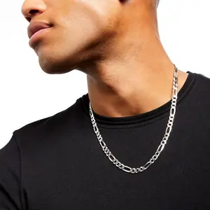 5 mm Figaro Chain Men Women, Strong Stainless Steel Silver Necklace With 18-26 Inches, Daily Jewelry Gift