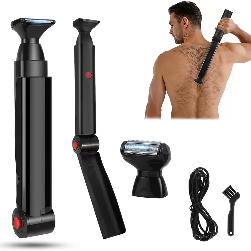 Electric Men's Back Shaver – Rechargeable Long-Handle Back Shaver and Body Groomer – Premium Men's Back Shaver – Electric Precision Shaver for Body and Back Grooming