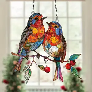 Colorful Bird Design Sun Catcher Net, Acrylic Wall Hanging Decor, Perfect for Home and Office, Vibrant Bird Shape Decoration Highlight, Wall Art Hanging