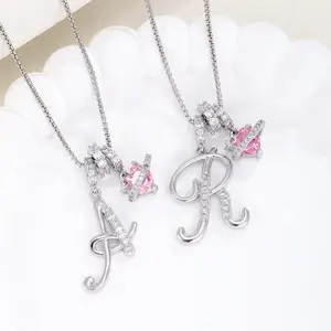 Meraki Fresh and Cute 26 English Letters Heart Flower Necklace, Girlish Jewelry, Light Luxury Cream Style