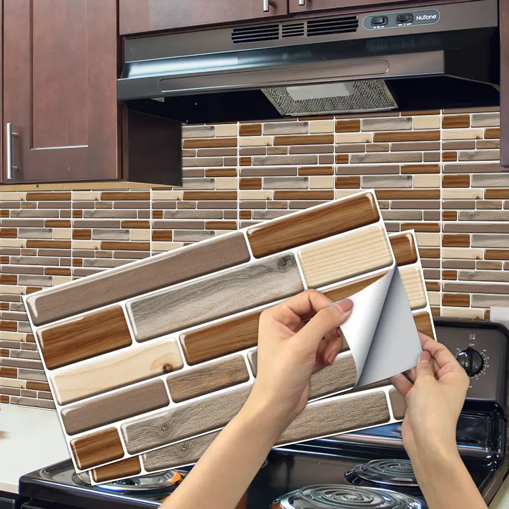 24pcs Retro Self-Adhesive Waterproof Kitchen & Bathroom Vinyl Mosaic Tiles, Removable Wall Stickers 15x30cm, Home Decor, Removable Decorative Backsplash, Waterproof Tile Wall Decals, Stick On Backsplash