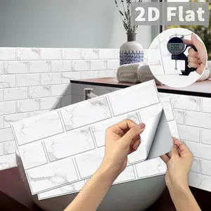 1 Set Tile Pattern Wall Sticker, Waterproof Peel & Stick Wall Decal, Decorative Self Adhesive Tile Sticker for Bathroom Kitchen, Home Decor, Sticker Tiles, Pvc Waterproof Stickers