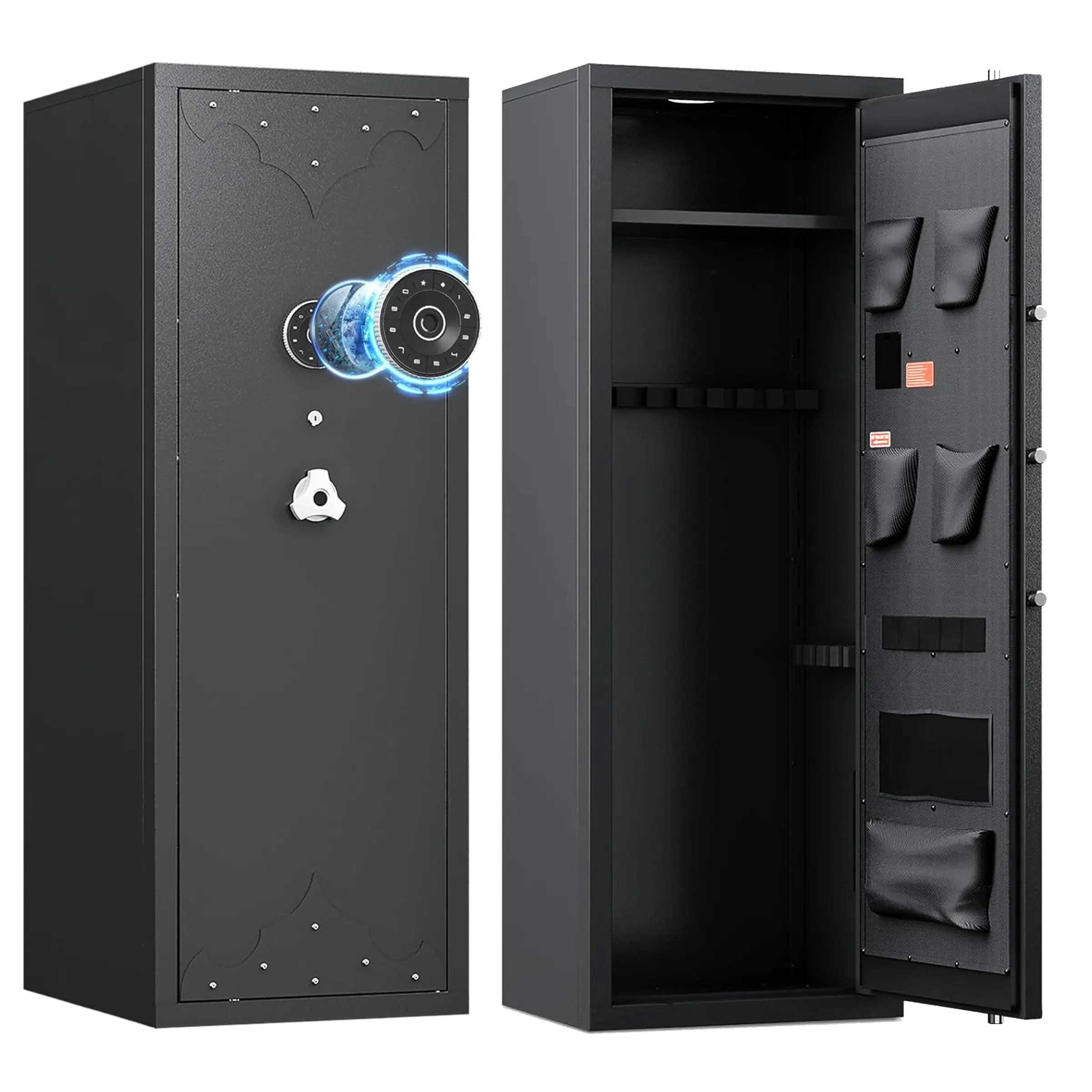 KAER 12-15 Gun Safe,Long Gun Safe for Home Rifle and Pistols, Large Unassembled Rifle Safe with 3 Removable Gun Racks, Digital Gun Cabinet with 4 Pistol Pockets