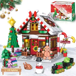 Christmas 2025 TOKMOC Gingerbread House Building Block Set,Pink,Green,Village House Blocks Architecture Set with Christmas Tree and Train,Christmas Gift and Home Decoration,For aged 12 and above,66057,1288 Pieces
