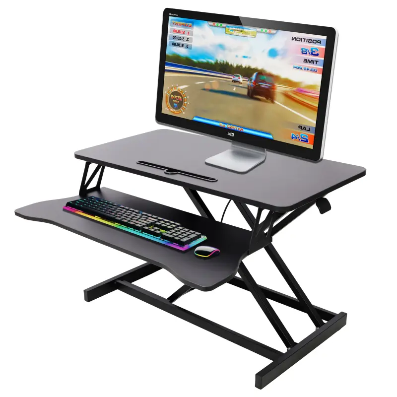 31-in Space-Saver Adjustable Height Standing Desk Converter with Keyboard Tray, MDF+Steel Adjustable Height Display, Ergonomic Home Office Commercial Furniture