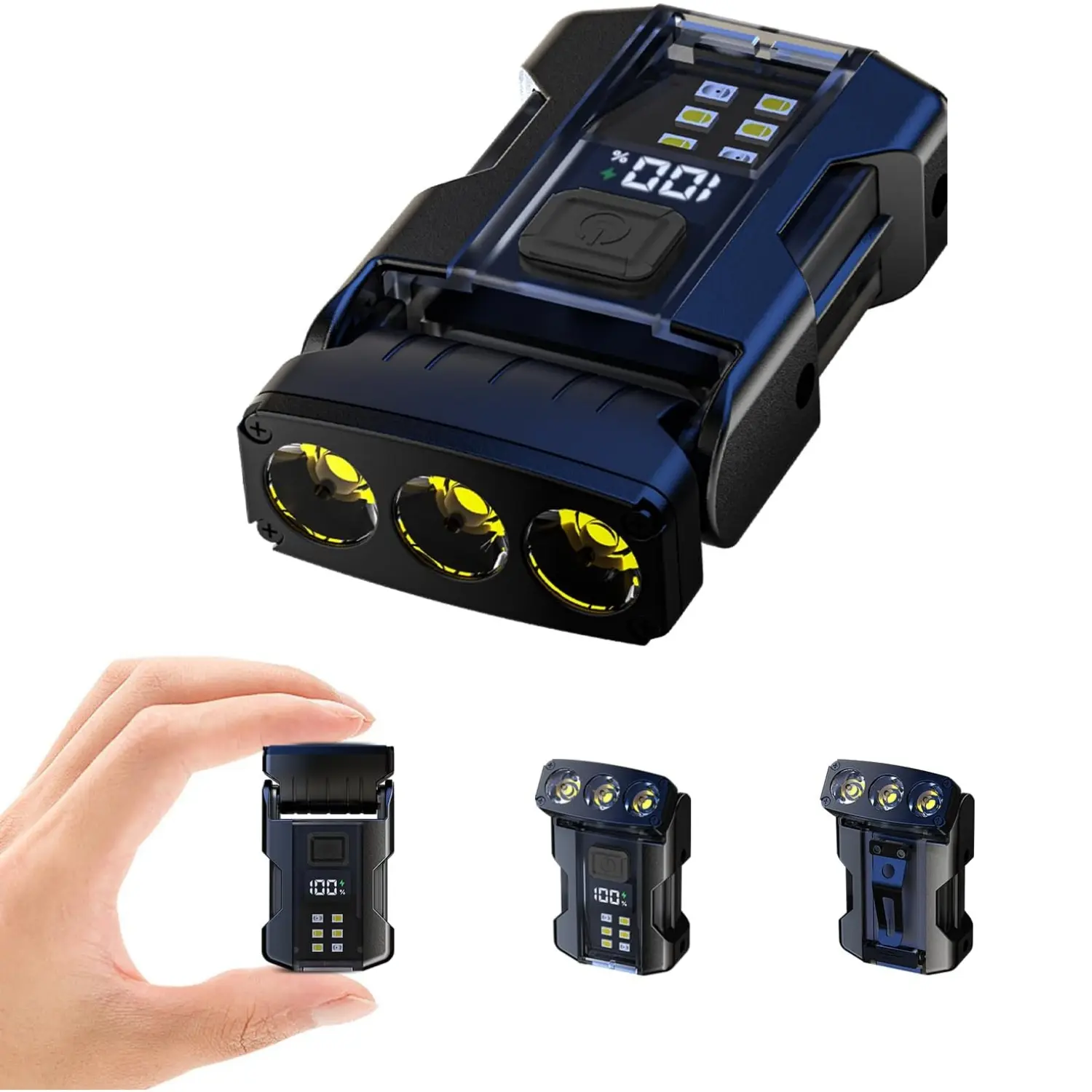 YSD-03 Rechargeable Keychain Flashlight, Rechargeable Torch with Strong Light, COB Side Light, Tail Magnet, Rotatable Head, Digital Battery Display, Waterproof USB Charging, Mini Clip-Style for Outdoor Camping, Emergency