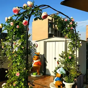 Black easy to install metal gazebo, brackets, industrial hardware, hooks, garden arches, metal heavy steel frame supported arches suitable for climbing plants, roses, vegetables, balloon arches, outdoor garden decoration