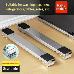 New Refrigerator Washing Machine Base with Durable Mobile Wheels, Universal Storage Rack, Roller Pad High Stand, Adjustable Scalable Sliding Shelf