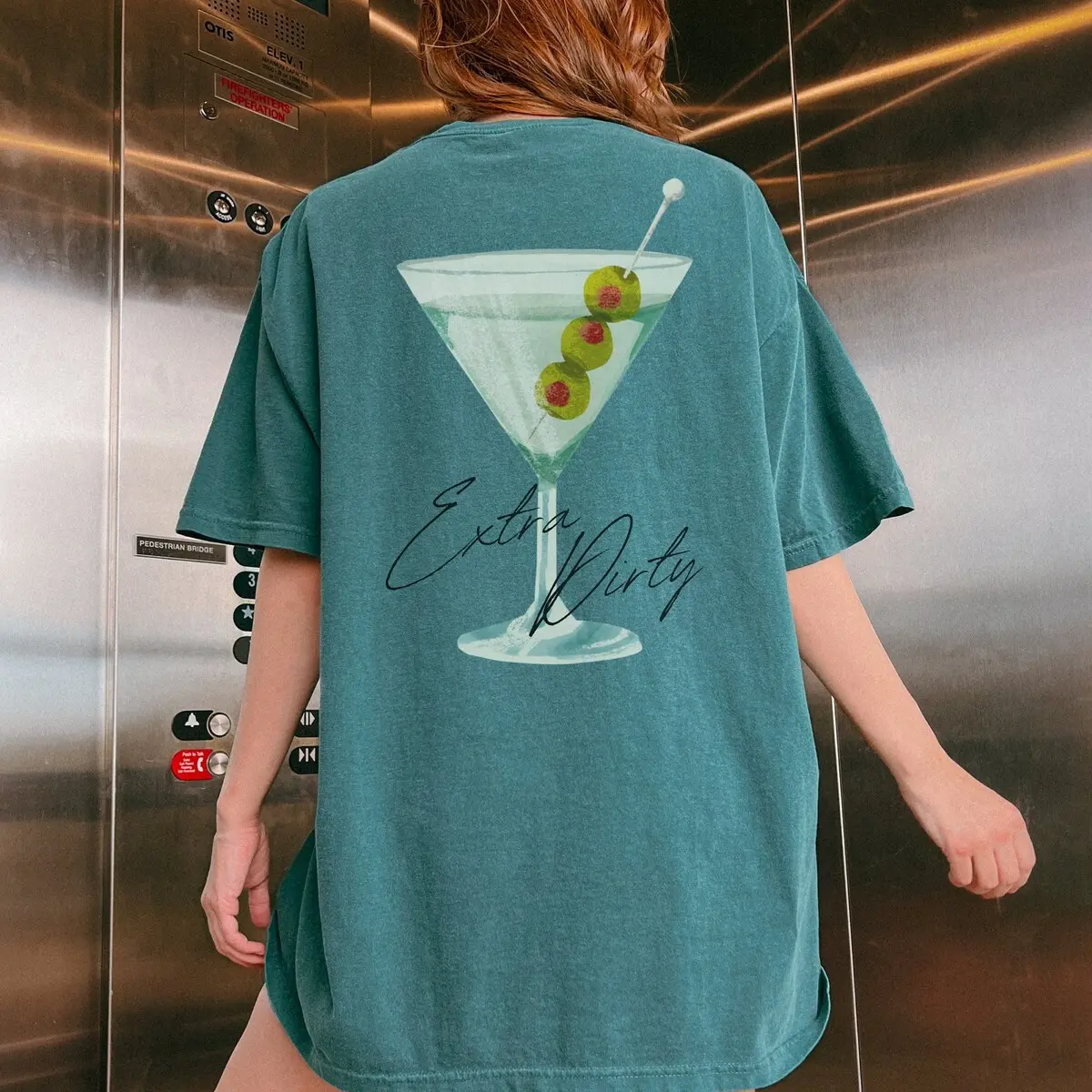 Men's Martini Graphic T-Shirt in Soft Ring-Spun Cotton Fabric, Casual Fade Resistant Top for the Martini Lover, Print, Round Neck