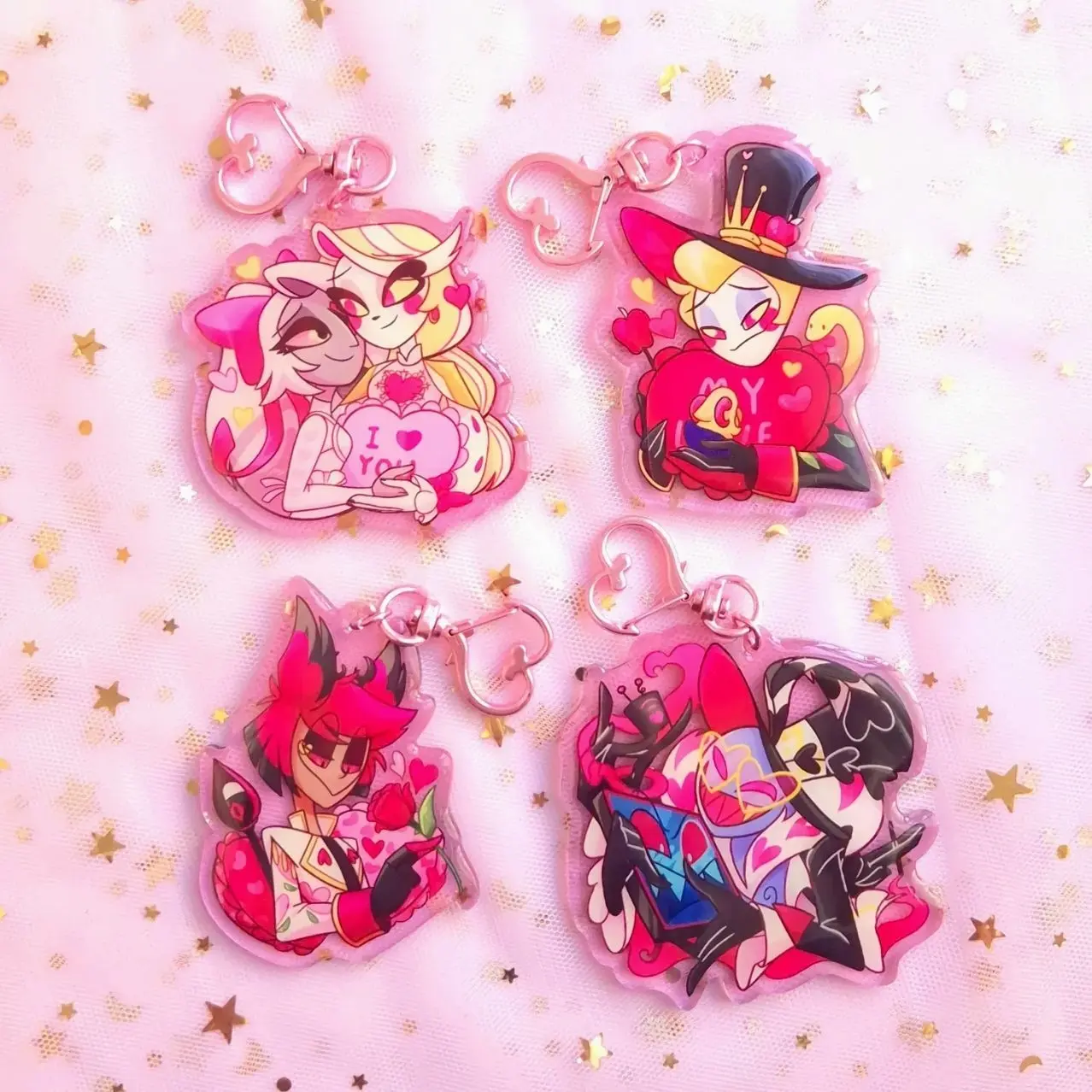 Sinners with Love - Hazbin Hotel Valentines day acrylic key chain
