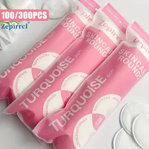 100/300Pcs disposable round facial cleansing puffs with thickened makeup pads, super soft, suitable for all skin types, facial, eye, and lip cleansing and care tools, 6*6cm