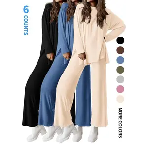 2026 Spring Women's two-piece long sleeved hooded sweatshirt and wide leg pants casual set, comfortable pajamas, soft set women's clothing, hot selling products, limited time discount, high qualityRAIMENTRY