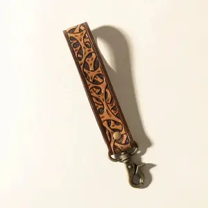Ranger's Call Handtooled Leather Keyfob In Mocha Brown