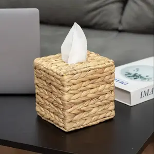 Woven Tissue Box, Square Tissue Holder, Tissue Storage Box, Home Organizer for Bathroom, Living Room, Makeup Room, Bathroom Decor Supplies, Bathroom Accessory, Toilet Paper Holder
