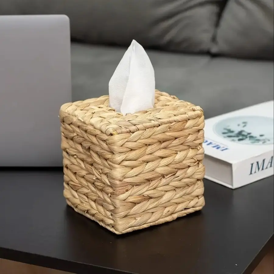 Woven Tissue Box, Square Tissue Holder, Tissue Storage Box, Home Organizer for Bathroom, Living Room, Makeup Room, Bathroom Decor Supplies, Bathroom Accessory, Toilet Paper Holder