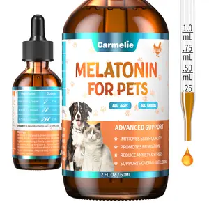 Carmelie Melatonin Calming Drops for Dogs & Cats, Pet Anxiety Relief for Fireworks, Separation & Travel, Sleep Support & Calm Mood, Chicken Flavor 60ml