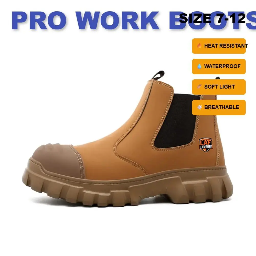 Lightweight Brown Safety Shoes for Men and Women, Steel Toe Work Sneakers, Anti Slip, Splash Proof, Puncture Resistant and Breathable for Gardening, Yard Work and Landscaping