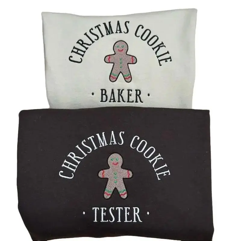 [Made in US] EMBROIDERED Christmas Cookie Tester OR Christmas cookie baker Sweatshirt - Cookie baker tester Christmas Embroidered Unisex Sweatshirt, Baking Christmas sweatshirt, Matching couple Christmas baking sweatshirt
