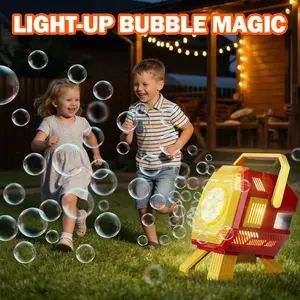 Upgrade Desktop  , Unisex, Auto Rotate Light Effect, Party Wedding Essential, Requires 4 Aa Batteries, Ages 3+ bubble machine
