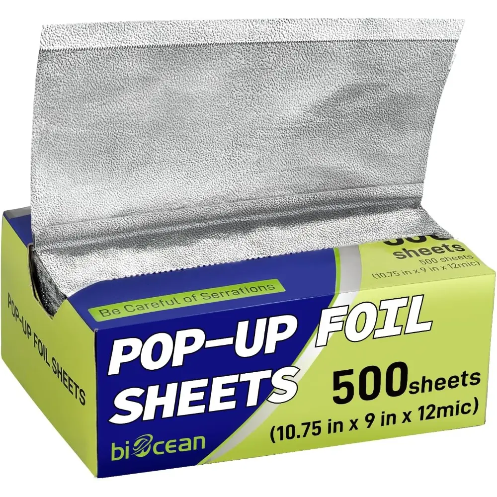 Pre-Cut Aluminum Foil Sheets Cookware, 9 in x 10.75 in Pop-Up Disposable Kitchenware, Aluminum Foil Food Covers for Restaurant Use & Burritos, Moisture & Flavor Retention, Retain Moisture And Flavor
