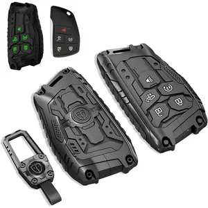 Metal Key Fob Cover for Chevy Silverado GMC Sierra & Tahoe (2022–2026) – 5 Button Heavy-Duty Key Case Protector for 1500/2500HD/3500HD