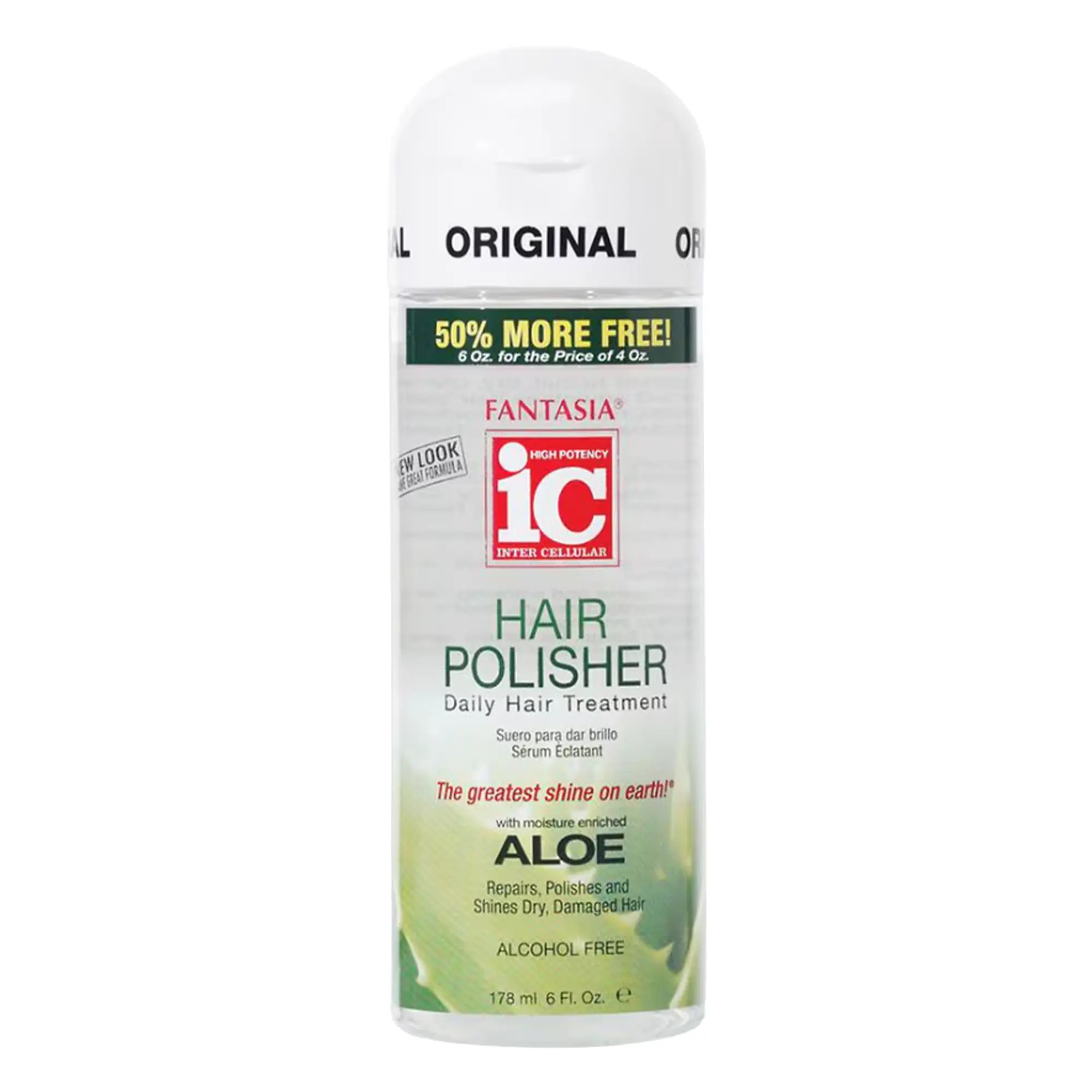 Fantasia IC Hair Polisher Aloe Serum 6 OZ Anti-Frizz Smoothing Serum Alcohol Free Hair Shine Treatment for Dry Chemically Treated Frizzy Hair
