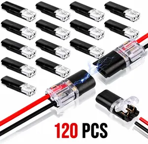 Double-Wire Plug-in Connectors for LED Strip Lights 2 Pin Design Low Voltage Wire Connectors with Locking Buckle Fast Connect Plugs Quick-Clip Fasteners Safe Durable Heat-Resistant Polycarbonate Copper Flame-Retardant Coating