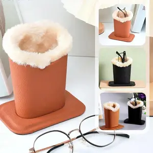 1-Pack Plush Lined Eyeglass Holder Stand - Protective Glasses Case forDesk or Nightstand