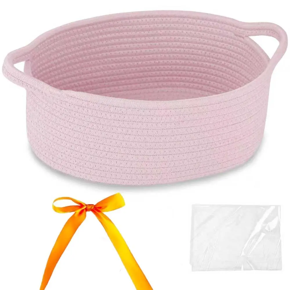 【Free Ship】Woven cotton multipurpose Basket, Storage Organizer in bathroom – Decorative Nursery Baskets, Smal lWoven Gift Basket with Handles for Busy Mom/Dad to Store Diapers & Toys  laundry basket house organizers