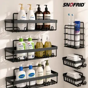 Snofrid Shower Caddy 6-Pack, Advanced Rustproof Design, No Drilling Adhesive Shelves, Rack with Soap Holder, Large Capacity Bathroom Organizers and Storage, Wall-Mounted Kitchen & Home Decor