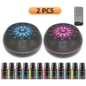 550ml Essential Oil Differ with Remote 6 Oils Soundwave 7-Color Light for Home Office 2PCS Warm Steam Humidifier for Home pro vir tec mist large fog ful vintage rain sound mood tabletop mode changing moss lab scent hack handheld aroma 360 portable  baro