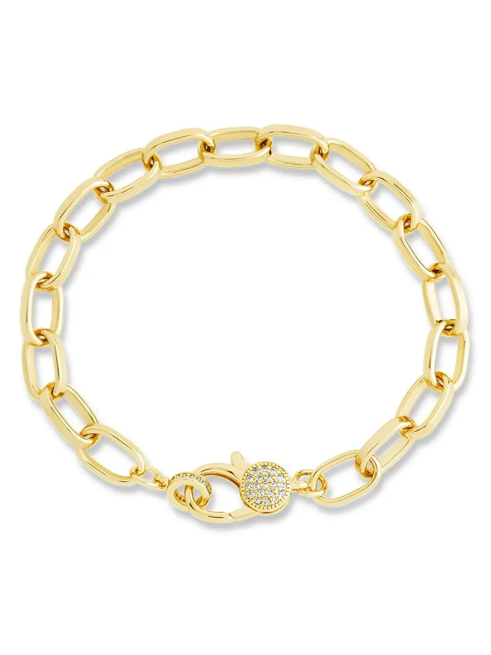 Tove Gold Plated Silver Bracelet, CZ Clasp, Paperclip Chain Design, Gold Plated Bracelet, High Quality Bracelet