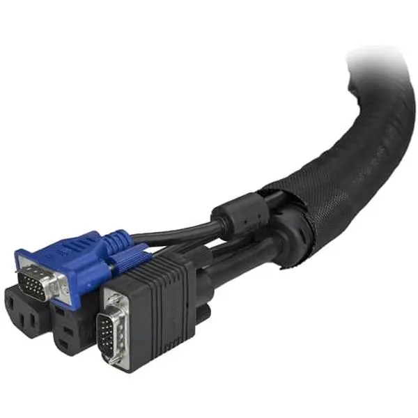 Startech WKSTNCM Cable Management Sleeve - 2m Black Cord Cover for Electrical Wires & Cables, Cord Cover Cable Sleeves