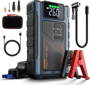 3000A portable car emergency power starter, it has 5 functions, air pump, charging bank, LED flashlight, car power start, equipment screen real-time detection of expansion degree battery  bank portable Vehicle