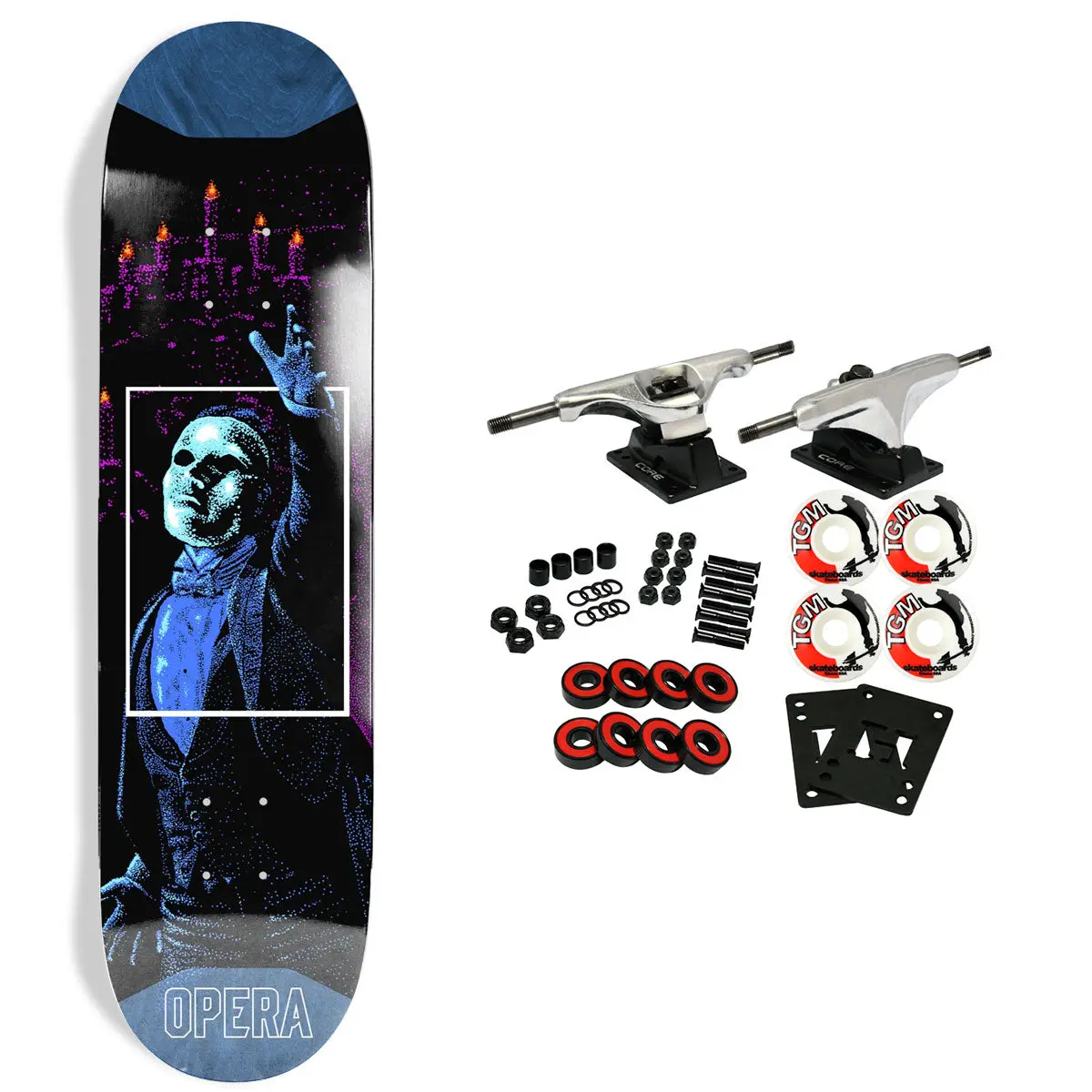 Opera Skateboard Complete Opus Pop Slick Black/Blue 8.625" x 32"