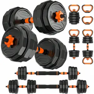 2026   66lb 6-In-1 Adjustable Dumbbells Set Free Weight Set With Connector Used As Barbell, Kettlebells, Push Up Stand, Fitness Exercises For Home Gym Suitable Men/Women