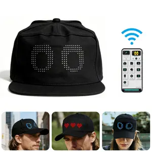 LED Hat with APP Control Programmable DIY Editable (Text, Image, Drawing) Cool Light Up Baseball Cap For Men Women