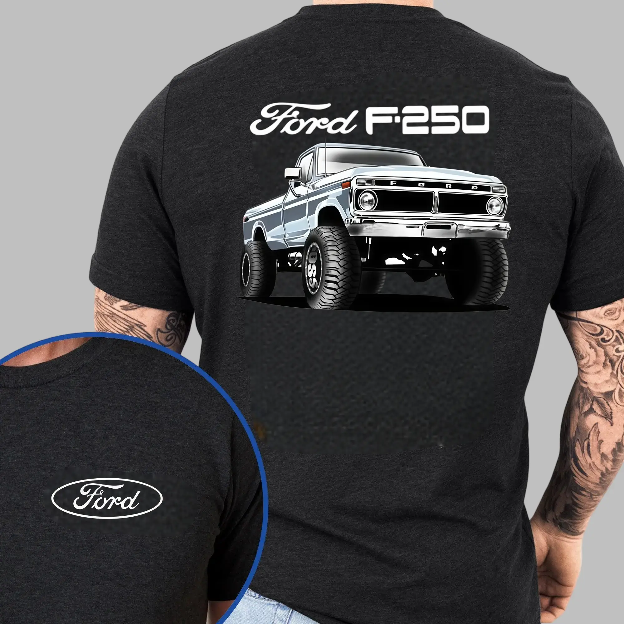 [Graphic T-Shirt] 100% Cotton - ford t-shirt,f250 shirt, OBS Ford High Boy Double-Sided Truck Graphic Tee, Classic Pickup Truck Lifestyle T-Shirt for Truck Enthusiasts, Automotive Casual Wear ,printed shrits,T-Shirt for men