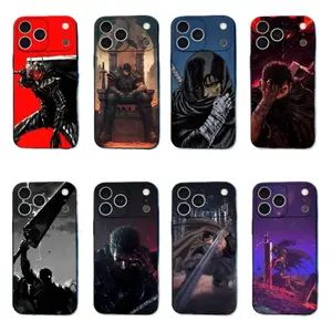 Anime Berserks Guts Phone Cases For iPhone 17 Promax Pro Air 16 Plus 15 14 13 12 11 Soft Silicone Black TPU Shockproof Protective Cover Perfect Christmas Halloween Birthday Gift