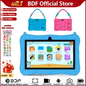 7-Inch Kids Touchscreen Tablet, Android System, Dual Cameras, Quad-Core Processor, WiFi Bluetooth-compatible Wireless, Shockproof Case, Perfect Gift for Ages 3+