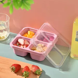 Christmas 4-compartment Snack Platter, 1 Count Portable Lunch Box with Lid for Fruit & Snack, Food Storage Container for Home & Outdoor Camping, Summer for Gift, Kitchenware, Lunchbox, Meal Prep Containers, Tableware, Leakproof Lunch Box