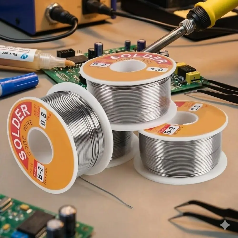 Low Temperature Fast Melt Solder Wire for Home Electronics, 2% Flux High Fluidity Precision Welding, Rosin Core Low Residue Durable Eco-friendly, PCB Circuit Repair Tool, 50g or 100g Spool for Equipment Maintenance