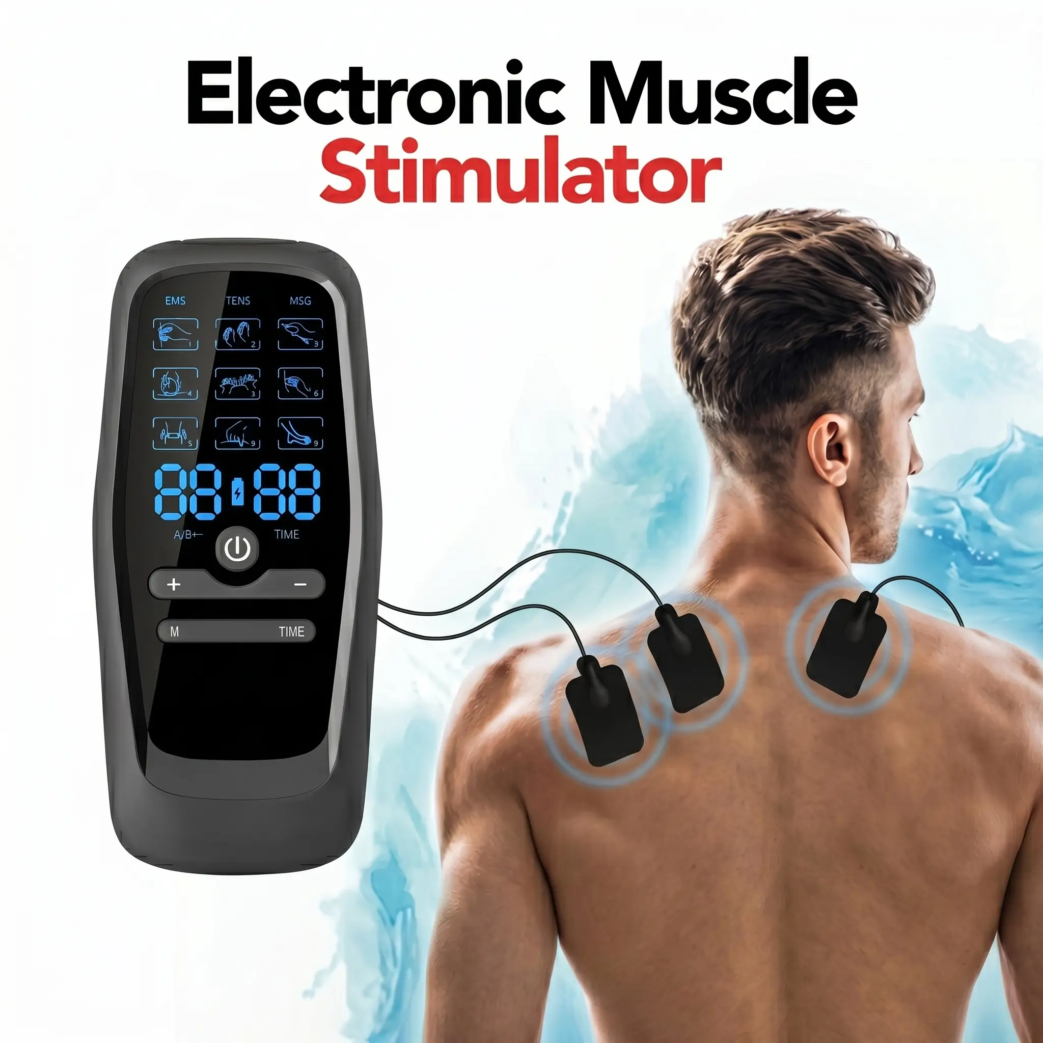 TENS Muscle Stimulator Massager with Heat, Vibration & Smart Dual-Channel, 1-Drag-4, 9 Modes, 30 Levels, Large LCD Screen Back-Shoulder-Neck Comfort Belt, Father's Day Gifts for Men Adjustable Relaxing Tens Machine