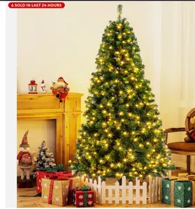 6FT Christmas Tree Artificial Tree Holiday Decor With LED Lights & Metal Stand