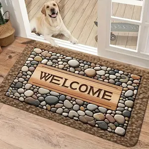 The Stone Pattern Non-slip Welcome Mat Is Machine Washable and Suitable for Entrance, Kitchen, Living Room, Bedroom